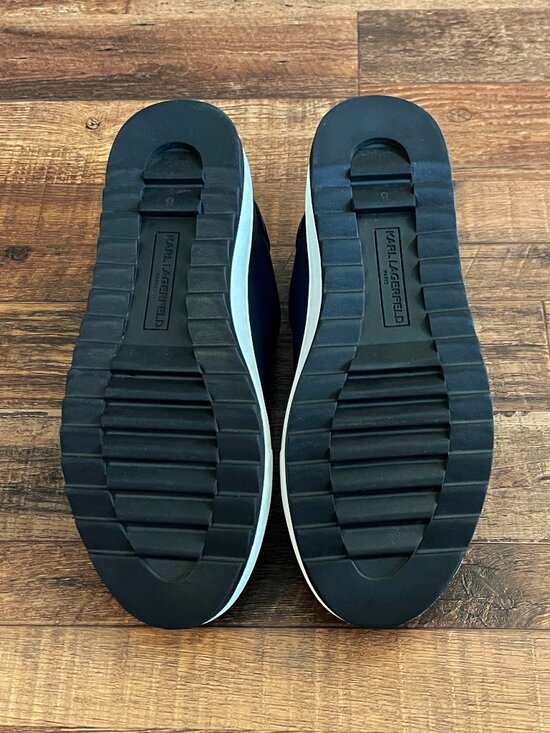 Karl Lagerfeld Paris Men\'s Leather Low Top Sneaker Designer Navy Blue Size 8 main image 8